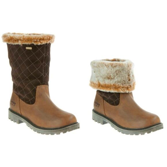 Barbour Shoes - Barbour Hareshaw Faux Fur Lining Fold Down Winter Boots Brown Size UK 3 US 5